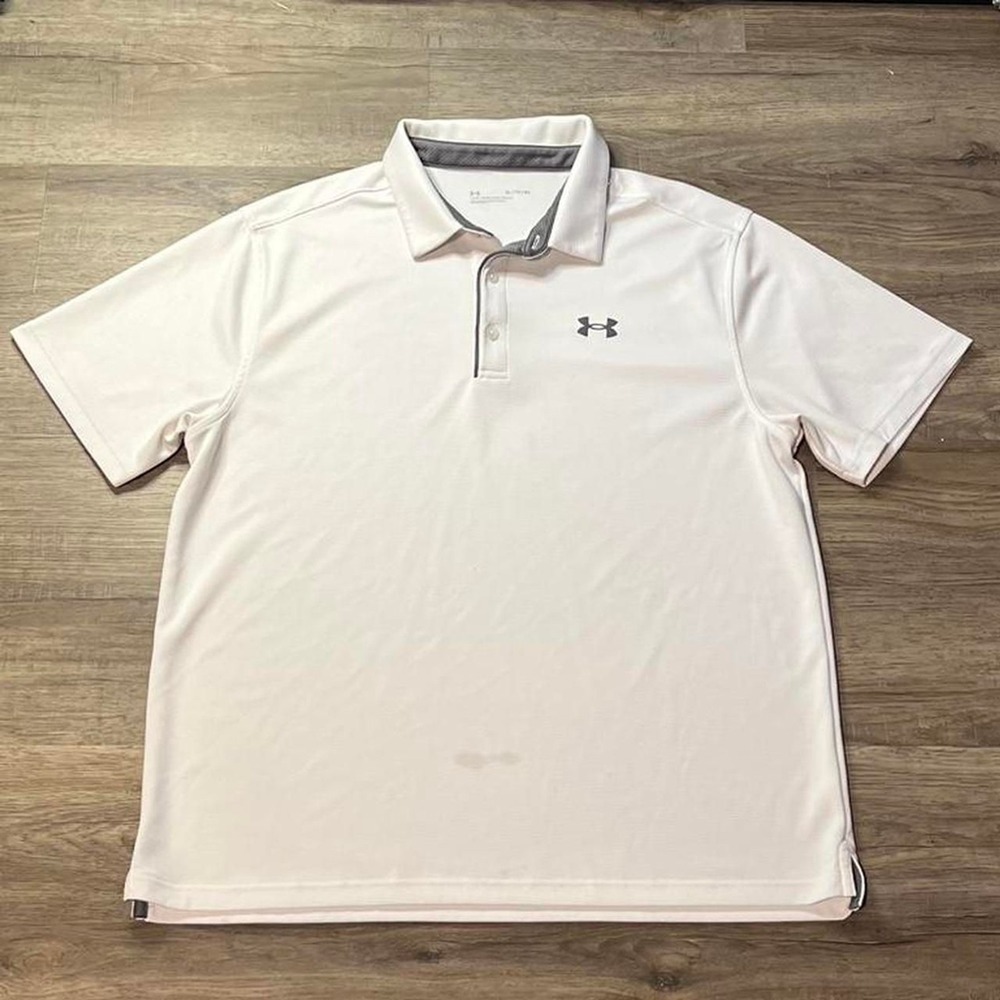 Under Armour White Retro Sportswear Loose Polo Button‎ Shirt size XL